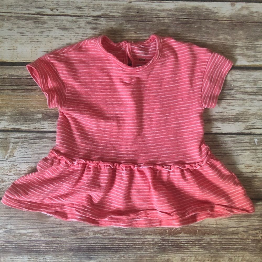 Coral stripe infant peplum top